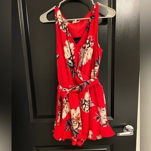 Red floral romper size medium